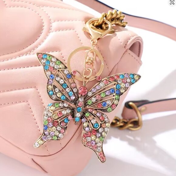 Crystal Hollow Butterfly Metal European And American Keychain Pendant Creative - Picture 3 of 6